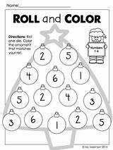 December Christmas Preschool Roll Kindergarten Math Color Worksheets Printables Activities Fun Literacy Tree Choose Board Prep sketch template
