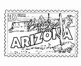 Arizona Coloring Pages State Usa Printables Stamp Facts States Color Desert Printable Postcard Sheets Travel Postcards Cactus Book Print Back sketch template