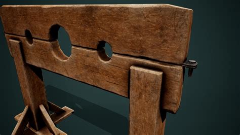 3d model medieval dungeon torture devices stocks rack pbr low poly