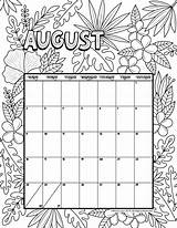 Calendar Coloring August Printable Kids 2021 Pages Calender Choose Board Monthly Visit December Blank Calendars sketch template