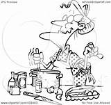 Old Baking Woman Clipart Coloring Illustration Line Royalty Rf Toonaday Leishman Ron Regarding Notes sketch template
