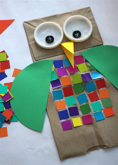 toddler approved colorful shape owl craft  kids