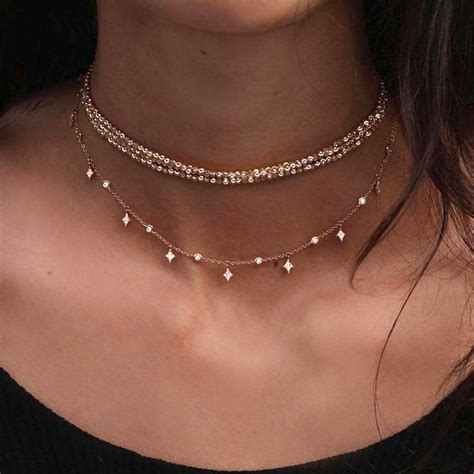 sparkles layered star beaded choker necklace  gold mybodiart