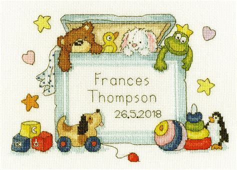 baby cross stitch kit  bothy threads toy box birth etsy