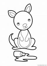 Kangaroo Baby Coloring Pages Cute Joey Preschool Coloring4free Crafts Craft Animal Kids Animals Colouring Printable Pouch Color Drawing Tree Letter sketch template