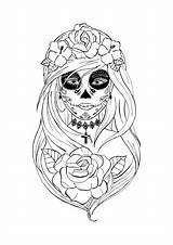 Muerte Santa Coloring Pages La Print Skull Adult Drawing Choose Board Drawings Catrina Cool Tattoo sketch template