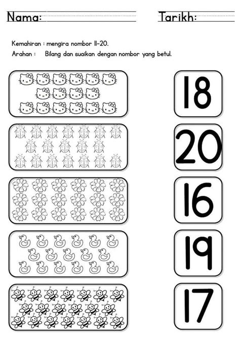 Lembaran Kerja Matematik Prasekolah Nombor 11 20 Porn Sex Picture