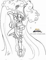Katara Coloring4free Aanga Legenda Airbender Atla Awatar sketch template