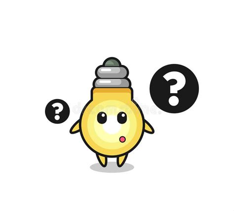 cartoon illustration of light bulb with the question mark stock vector