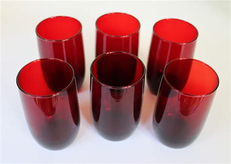 Vintage Ruby Red Drinking Glasses Set Of 6 By Garnetrow On