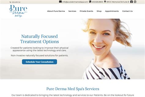 pure derma med spa custom wordpress medical spa website design