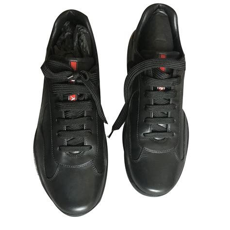 prada shoes  black leather ref joli closet