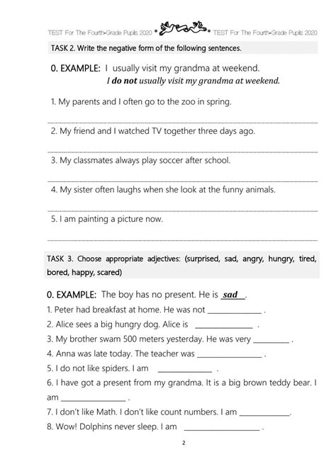 Revision Test Grade 4 Worksheet