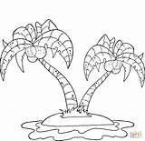 Coloring Island Palm Pages Coconut Trees Printable Drawing sketch template
