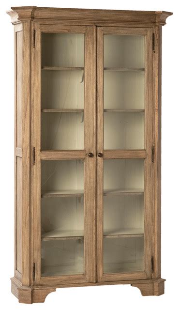 Zepar Reclaimed Wood Glass Cabinet Traditional China Cabinets And