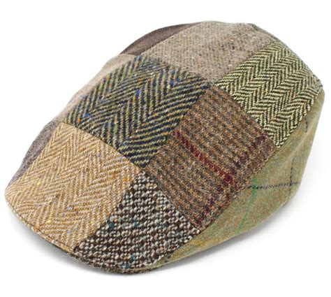 hanna hats irish tweed driving cap  mens donegal touring patchwork flat hat