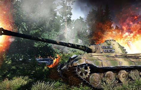 Wallpaper Fire Smoke Battle German Ww2 Heavy Tank