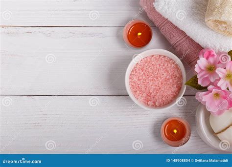 pink spa setting stock photo image  aromatherapy