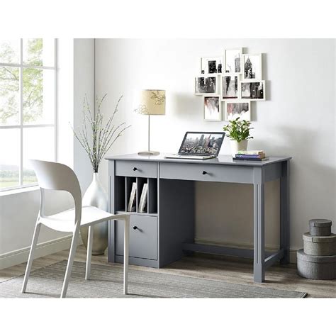 grey computer desks