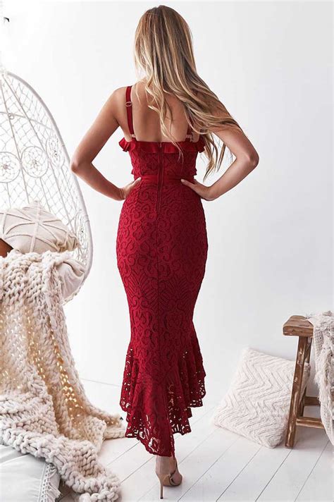 Buy Leanne Lace Midi Dress Red Online Miss Runway Boutique