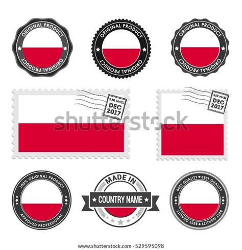 vector set  poland labels approved stock vector royalty   shutterstock