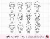 Outline Kid Children Dxf Svg Coloring Doodle Character Boy sketch template