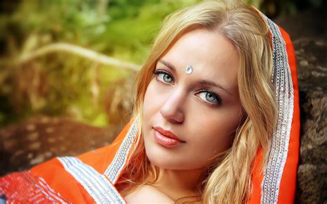 face indian girl blonde portrait wallpapers hd