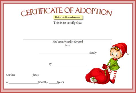 top  elf adoption certificate  printable  designs