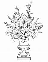 Coloring Flower Pages Vase Bouquet Flowers Spring sketch template