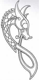 Dragon Viking Tattoo Celtic Outline Norse Drawing Vikingtattoo Deviantart Head Designs Nordic Symbols Symbol Dragons Tattoos Pattern Patterns Ship Japanese sketch template