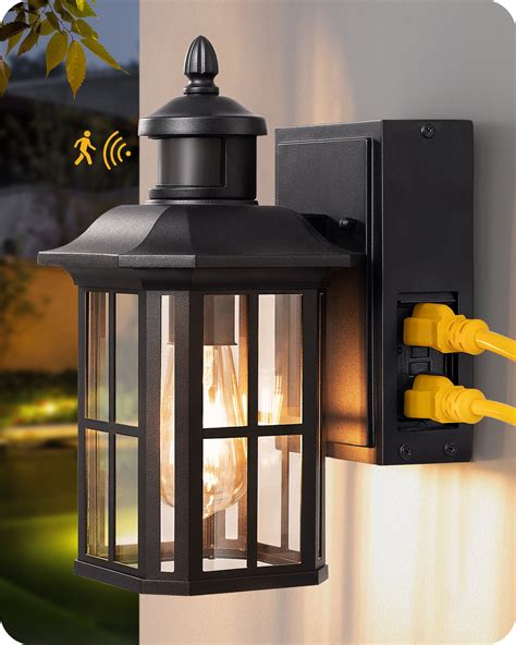 edishine porch light  gfci outlet motion sensor outdoor wall lights dusk  dawn exterior