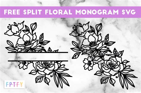 split floral monogram svg  pretty