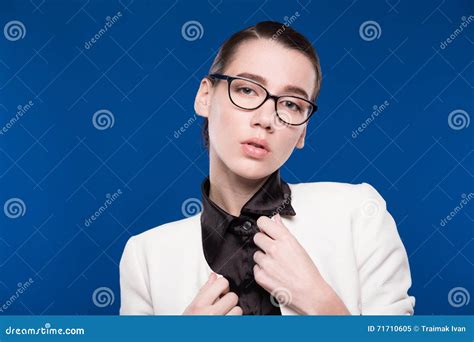 Close Up Of A Girl With Glasses Stock Image Image Of Astonished