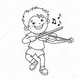 Violin Violino Musical Geige Junge Karikatur Spelen Viool sketch template