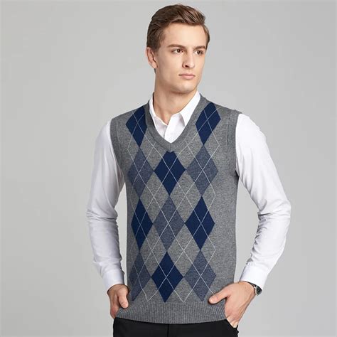 wool sweater vest mens cashmere pullover men  neck sweaters  sleeveless outerwear  vests