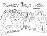 Rushmore Mount Coloring Dakota South Pages Kids Printable Sheets Symbols Choose Board Presidents sketch template