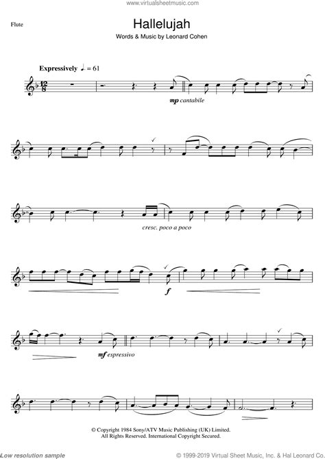 Burke Hallelujah Sheet Music For Flute Solo [pdf