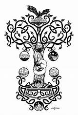 Yggdrasil Viking Norse Mythology Meaning Ancient Snake Complicated Bifrost Depiction Mammen Wiccan sketch template