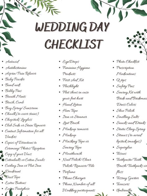 printable wedding decor checklist ubicaciondepersonascdmxgobmx