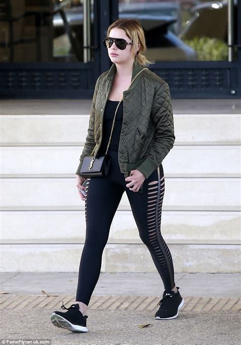 pll star ashley benson flaunts slim figure in leggings