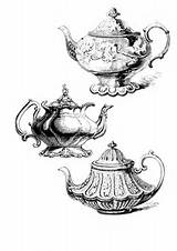 Wonderland Alice Teapot Drawing Getdrawings sketch template