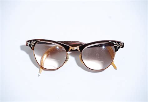 vintage 1950s eyeglasses 50s cats eye glasses shiny copper
