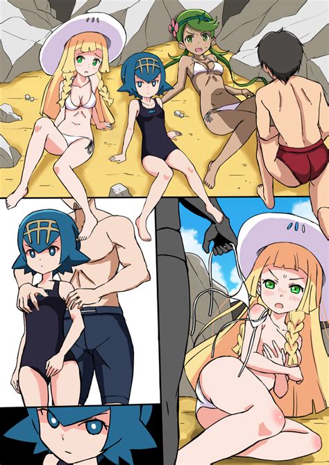 lillie lana mallow and swimmer pokemon and 2 more drawn by