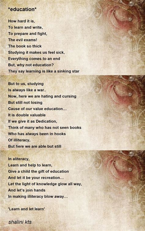 education poem  shalini kts poem hunter