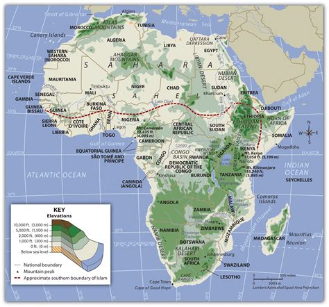 saharan africa physical features map map  africa