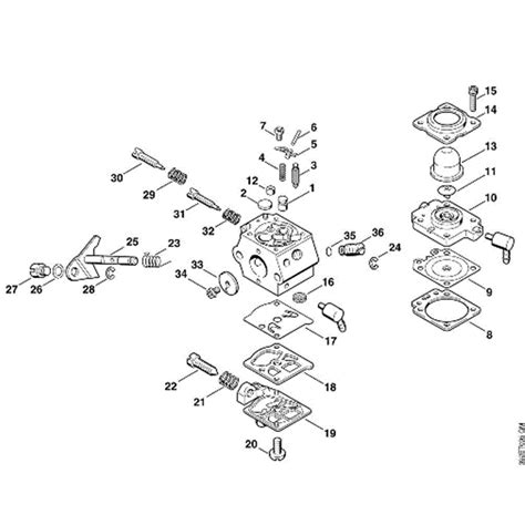 stihl fs  brushcutter fs parts diagram  carburetor wt