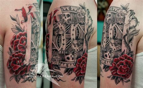 suicide king card  roses  holly azzara tattoonow