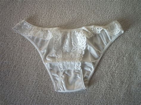 white nylon satin lace front high leg panties frilly knickers l ebay