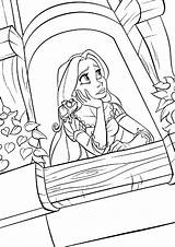 Coloring Tangled Rapunzel Pages Princess Tower Window Flynn Cartoons Printcolorcraft Waiting sketch template