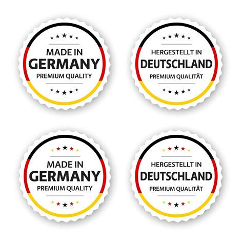 conjunto de cuatro etiquetas alemanas hechas en alemania en aleman hergestellt en deutschland